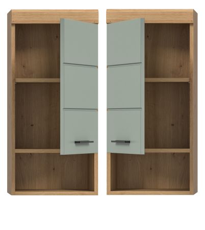 Badezimmer Hngeschrank Shawn in Salbei und Artisan Eiche Badschrank hngend 37 x 79 cm