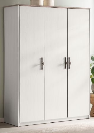 Kleiderschrank Emma in wei Pinie Landhaus Drehtrenschrank 3-trig 138 x 192 cm, Soft-Close