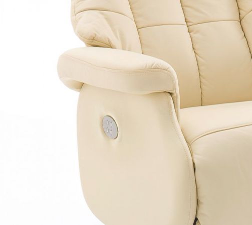 Relaxsessel Calgary XL in Creme Leder und Natur elektrisch verstellbar Funktionssessel bis 150 kg Fernsehsessel 82 x 111 cm