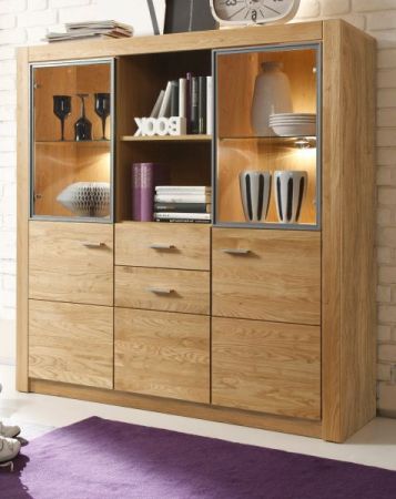 Highboard Hartford in Asteiche massiv gelt 138 x 141 cm