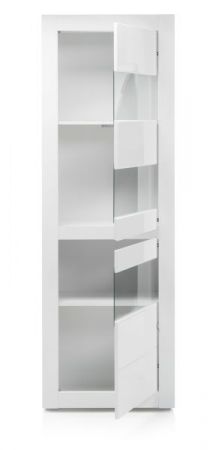 Vitrine Nobile in wei Hochglanz und Stone Design grau Vitrinenschrank 66 x 198 cm