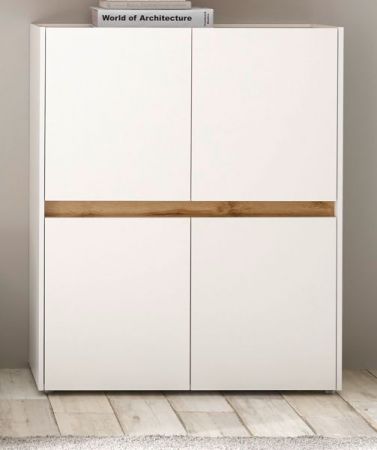 Highboard Center in wei und Wotan Eiche 100 x 120 cm