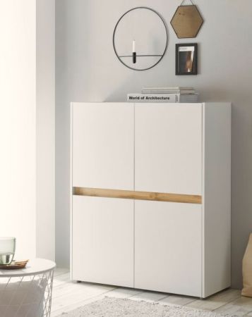 Highboard Center in wei und Wotan Eiche 100 x 120 cm