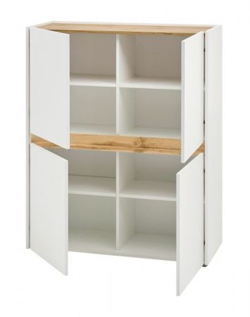 Highboard Center in wei und Wotan Eiche 100 x 120 cm