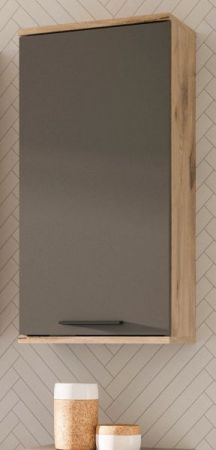 Badezimmer Hngeschrank Tomaso in Nox Eiche und Basalt grau Badschrank 37 x 77 cm, Soft-Close