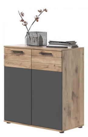 Kommode Tomaso in Nox Eiche und Basalt grau Wohn- und Esszimmer Sideboard 80 x 87 cm