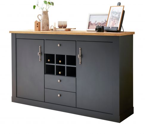 Sideboard Ribera in grau und Wotan Eiche Landhaus Wohn- und Esszimmer Kommode 169 x 104 cm