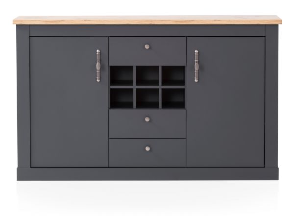 Sideboard Ribera in grau und Wotan Eiche Landhaus Wohn- und Esszimmer Kommode 169 x 104 cm