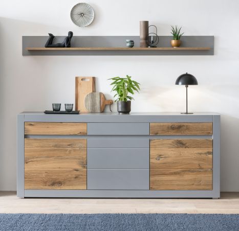 Sideboard Tamaris in Platingrau matt und Zinneiche Wohn- und Esszimmer Kommode 217 x 90 cm