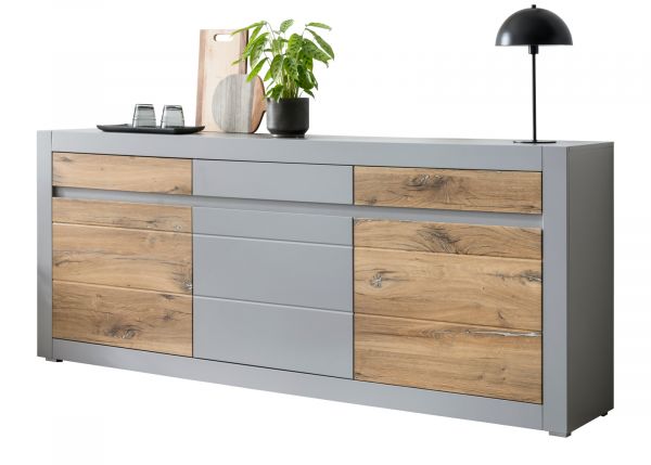 Sideboard Tamaris in Platingrau matt und Zinneiche Wohn- und Esszimmer Kommode 217 x 90 cm