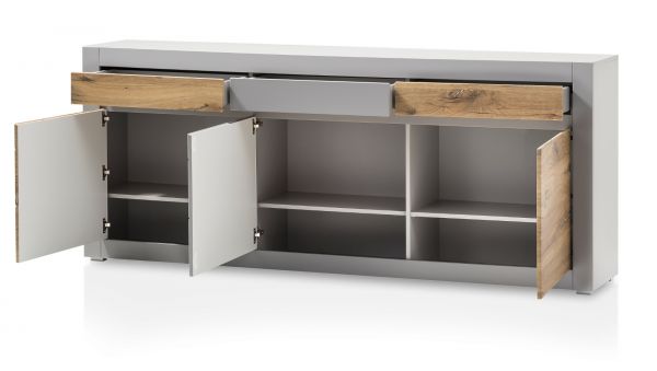 Sideboard Tamaris in Platingrau matt und Zinneiche Wohn- und Esszimmer Kommode 217 x 90 cm