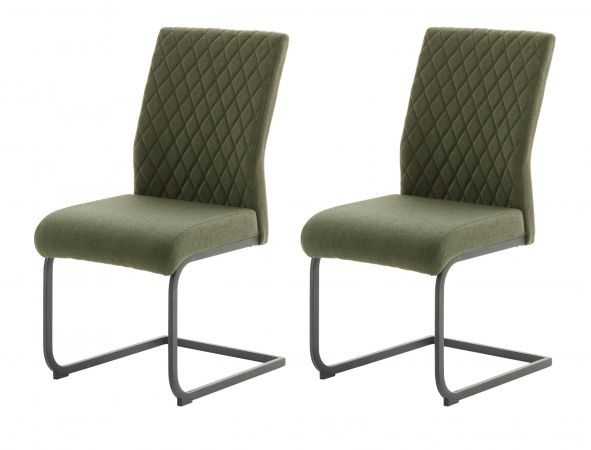 2 x Stuhl Asti in olive Freischwinger mit Komfortsitzhhe und Aqua Resistant Esszimmerstuhl 2er Set bis 150 kg