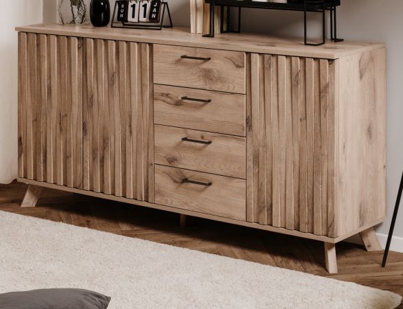 Sideboard Douro in Schweden Eiche mit 3D-Reliefoptik Wohn- und Esszimmer Kommode 175 x 85 cm