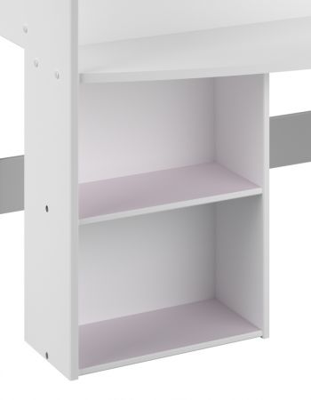 Parisot Hochbett Pirouette in wei mit grau oder rosa Kinder und Jugendzimmer Bett Liegeflche 90 x 200 cm