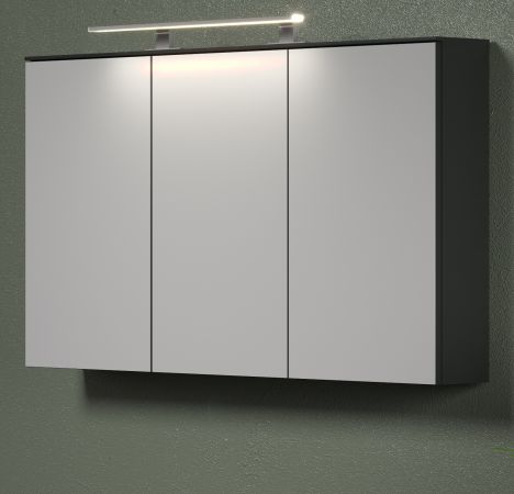 Badezimmer Spiegelschrank Synnax in grau Badschrank 3-trig 120 cm