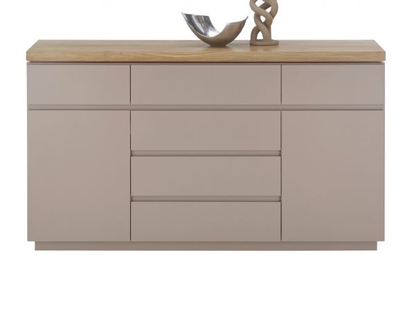 Sideboard Palamos in warmgrau matt lackiert und Akazie massiv Wohn- und Esszimmer Kommode 150 cm