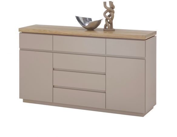 Sideboard Palamos in warmgrau matt lackiert und Akazie massiv Wohn- und Esszimmer Kommode 150 cm