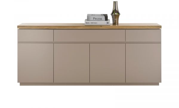 Sideboard Palamos in warmgrau matt lackiert und Akazie massiv Wohn- und Esszimmer Kommode 200 cm