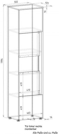 Aktenschrank Center in grau matt und Wotan Eiche Vitrine fr Homeoffice und Bro 50 x 200 cm