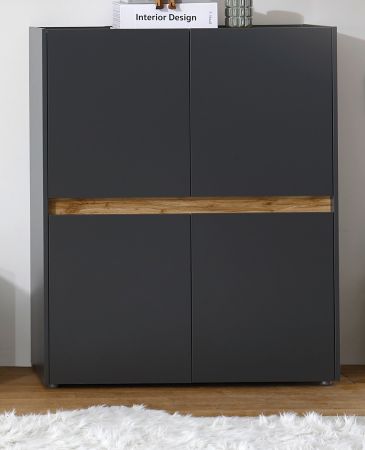 Broschrank Highboard Center in grau matt und Wotan Eiche Stauraumschrank fr Homeoffice und Bro 100 x 122 cm