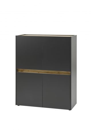 Broschrank Highboard Center in grau matt und Wotan Eiche Stauraumschrank fr Homeoffice und Bro 100 x 122 cm