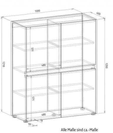 Broschrank Highboard Center in grau matt und Wotan Eiche Stauraumschrank fr Homeoffice und Bro 100 x 122 cm