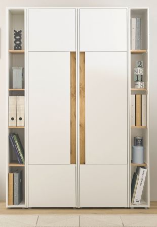 Aktenschrank Set Center in wei und Wotan Eiche 2 x Stauraumschrank und 2 x Regal fr Homeoffice 140 x 200 cm