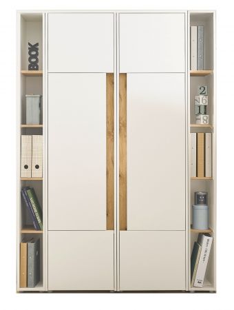 Aktenschrank Set Center in wei und Wotan Eiche 2 x Stauraumschrank und 2 x Regal fr Homeoffice 140 x 200 cm