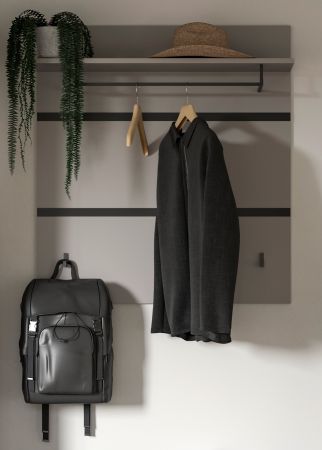 Garderobenpaneel Malik in grau und schwarz Flur Wandgarderobe 85 x 93 cm