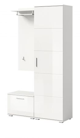 Garderobe Set 3-teilig Grazie in wei Hochglanz Garderobenkombination 110 x 191 cm