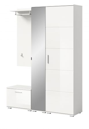 Garderobe Set 4-teilig Grazie in wei Hochglanz Garderobenkombination 140 x 191 cm