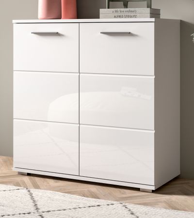 Kommode Grazie in wei Hochglanz Wohn- und Esszimmer Sideboard 80 x 83 cm