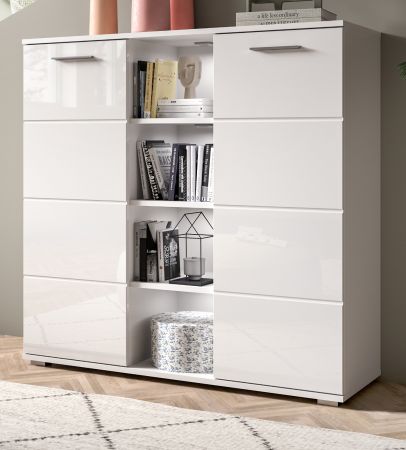 Highboard Grazie in wei Hochglanz Wohn- und Esszimmer Kommode 110 x 108 cm