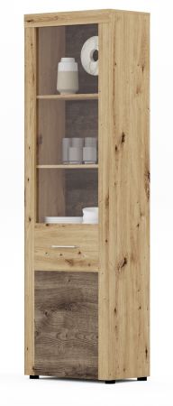 Vitrine Blow in Artisan Eiche und Ribbeck Eiche Wohn- und Esszimmer Vitrinenschrank 57 x 190 cm