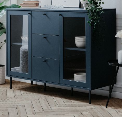 Kommode Barina in blau Wohn- und Esszimmer Sideboard 120 x 90 cm