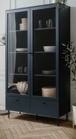 Vitrine Barina in blau Wohn- und Esszimmer Vitrinenschrank 100 x 183 cm