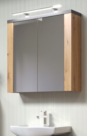 Badezimmer Spiegelschrank Follow in Artisan Eiche und Matera grau Badschrank 2-trig 79 x 78 cm