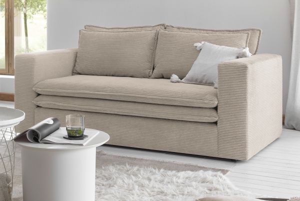 Sofa Pesaro in beige Cord Couch 2-Sitzer 180 cm