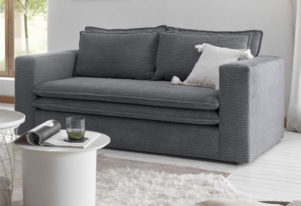 Sofa Pesaro in grau Cord Couch 2-Sitzer 180 cm