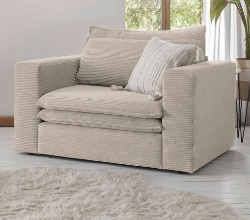 Loveseat Sessel Pesaro in beige Cord Loungesessel 125 cm