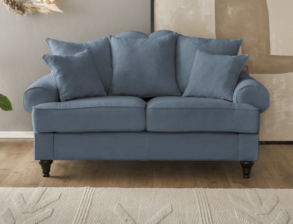 Sofa Adelina in blau Landhaus Couch 2-Sitzer 170 cm