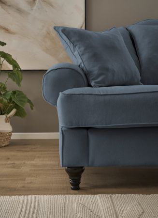 Sofa Adelina in blau Landhaus Couch 2-Sitzer 170 cm