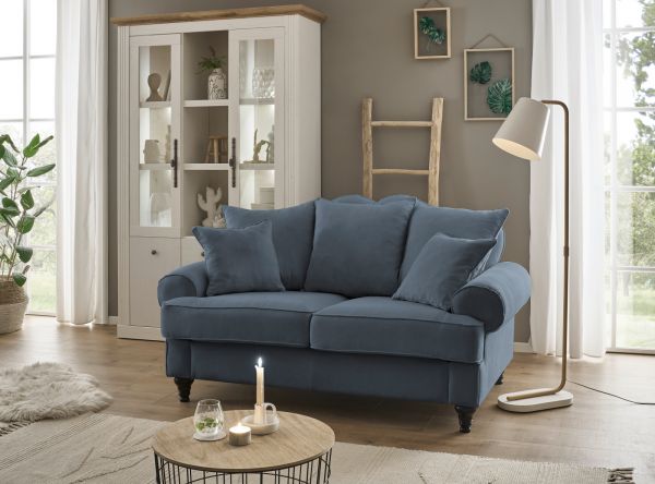 Sofa Adelina in blau Landhaus Couch 2-Sitzer 170 cm