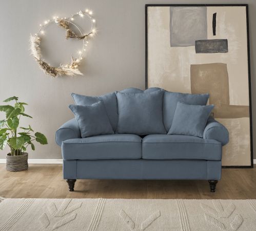 Sofa Adelina in blau Landhaus Couch 2-Sitzer 170 cm