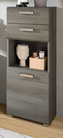 Badezimmer Kommode Grigio in Rauchsilber grau Badschrank 40 x 109 cm