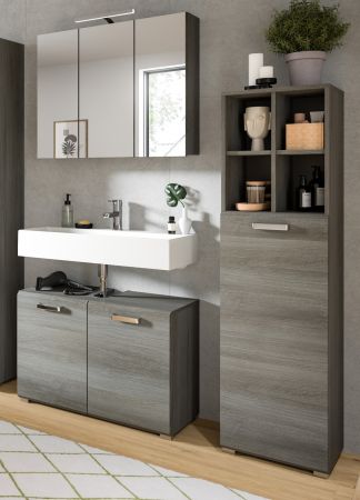 Badmbel Set 3-teilig Grigio in Rauchsilber grau Badkombination 135 x 185 cm