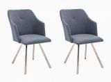 2 x Stuhl 4-Fuß Madita Graublau Kunstleder