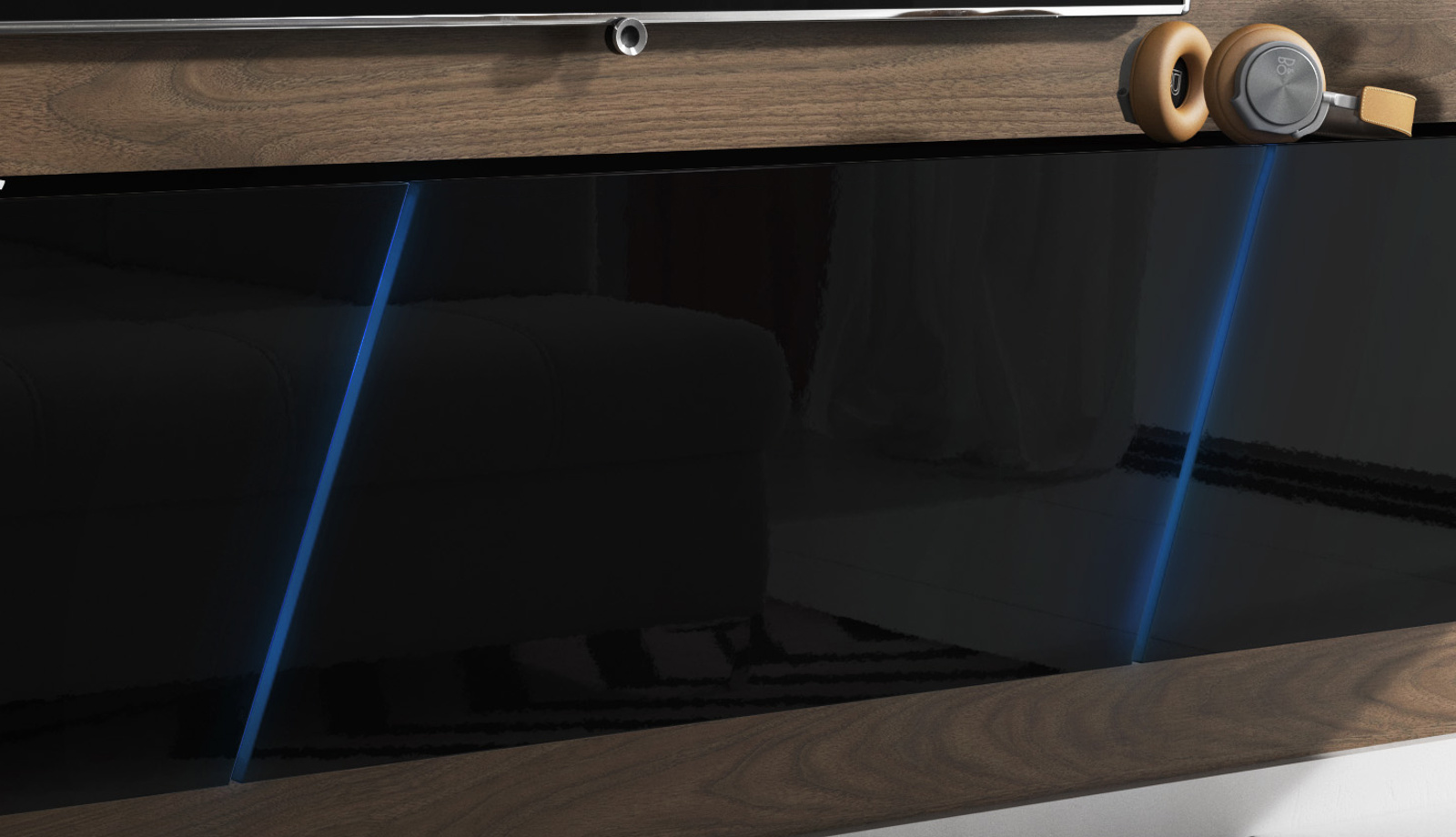 Optimisme Traditioneel mogelijkheid TV Lowboard "Space" schwarz Hochglanz mit LED 240 cm
