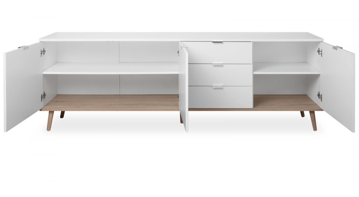 Sideboard G Teborg Matt Wei Und Eiche Massiv Cm